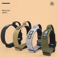 HKM-8713533 Adjustable Tactical Dog Collar for Medium and Large Breeds - Nylon Material, Available in Black, Gray, Army Green, and Khaki
