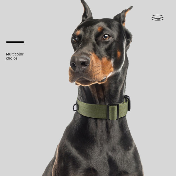 HKM-8713533 Adjustable Tactical Dog Collar for Medium and Large Breeds - Nylon Material, Available in Black, Gray, Army Green, and Khaki