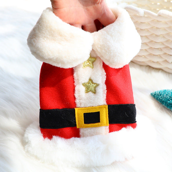 HKM-8713917 Christmas Star Jacket for Small Dogs - Woolen Cloth in Red, Sizes XS to XL