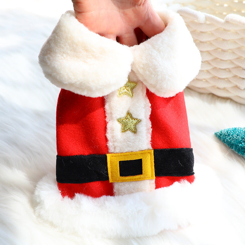 HKM-8713917 Christmas Star Jacket for Small Dogs - Woolen Cloth in Red, Sizes XS to XL