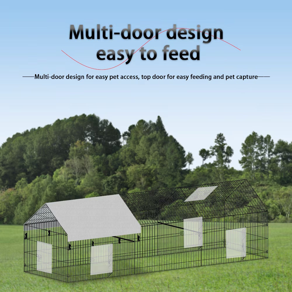HKM-8715197 Outdoor Metal Chicken Coop for Poultry Farming - Durable Black Gray Design