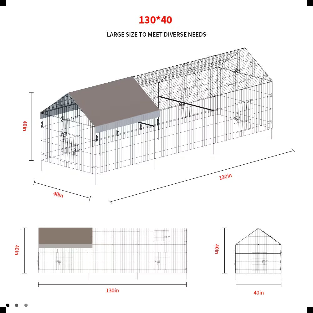 HKM-8715197 Outdoor Metal Chicken Coop for Poultry Farming - Durable Black Gray Design