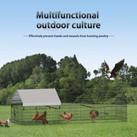HKM-8715197 Outdoor Metal Chicken Coop for Poultry Farming - Durable Black Gray Design