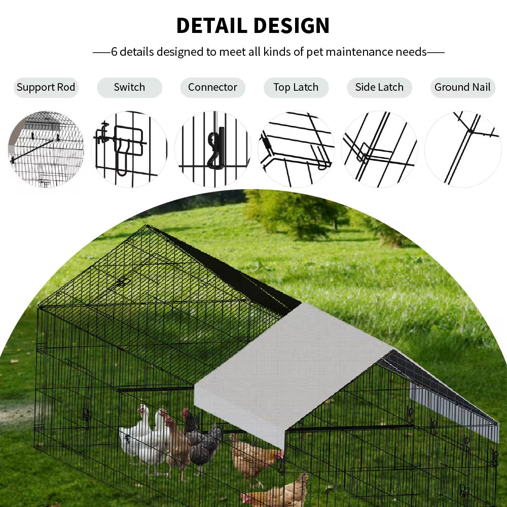 HKM-8715197 Outdoor Metal Chicken Coop for Poultry Farming - Durable Black Gray Design
