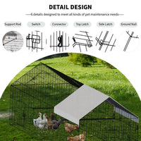 HKM-8715197 Outdoor Metal Chicken Coop for Poultry Farming - Durable Black Gray Design