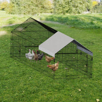 HKM-8715197 Outdoor Metal Chicken Coop for Poultry Farming - Durable Black Gray Design