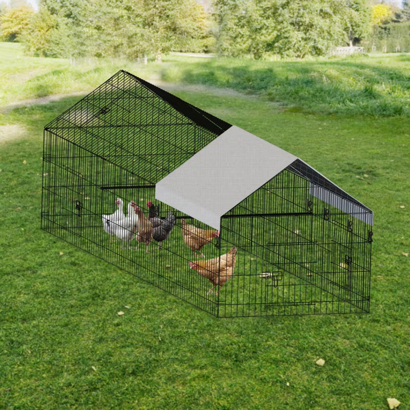 HKM-8715197 Outdoor Metal Chicken Coop for Poultry Farming - Durable Black Gray Design