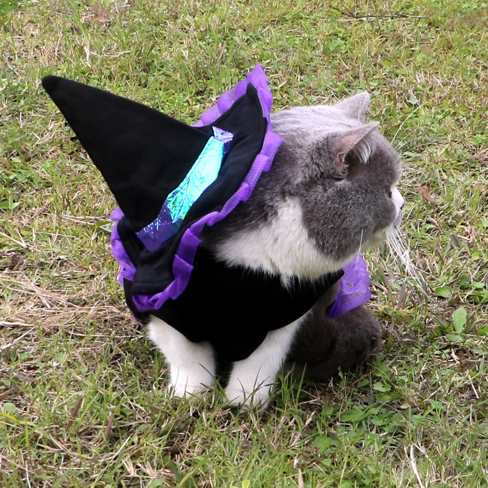 HKM-8715709 Purple Polyester Christmas Wizard Dog Costume - Size S, M, L