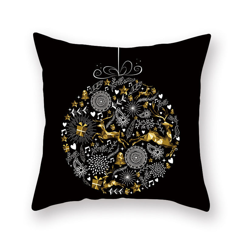 HKM-871571 Christmas Printed Peach Skin Pillowcase Cover for Sofa and Office, 45x45cm Polyester Cushion Case