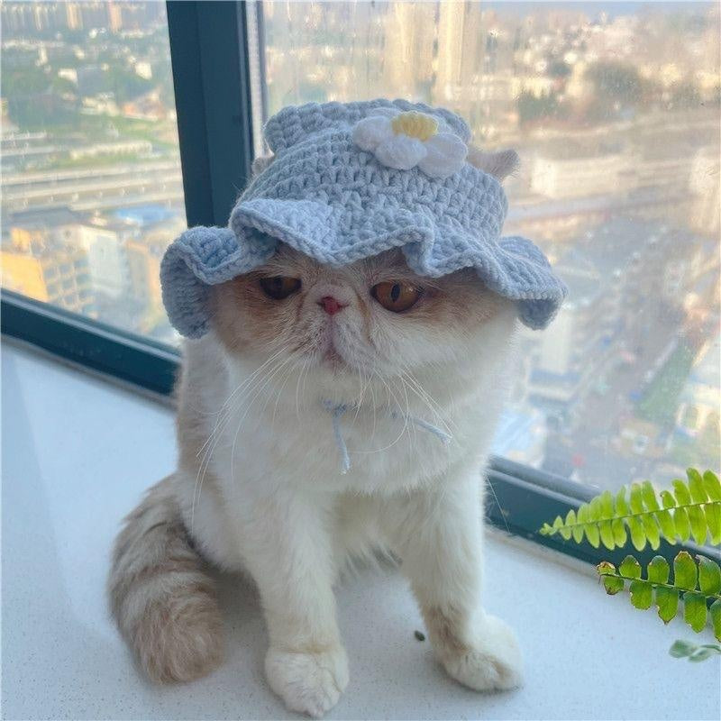 HKM-8716349 Hand-Crocheted Funny Knitted Pet Hats in Various Designs for Cats and Dogs