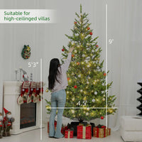 HKM-871635 9ft Sparse Cedar Artificial Christmas Tree with LED Lights, 4306 Tips, and Stand for Holiday Decor