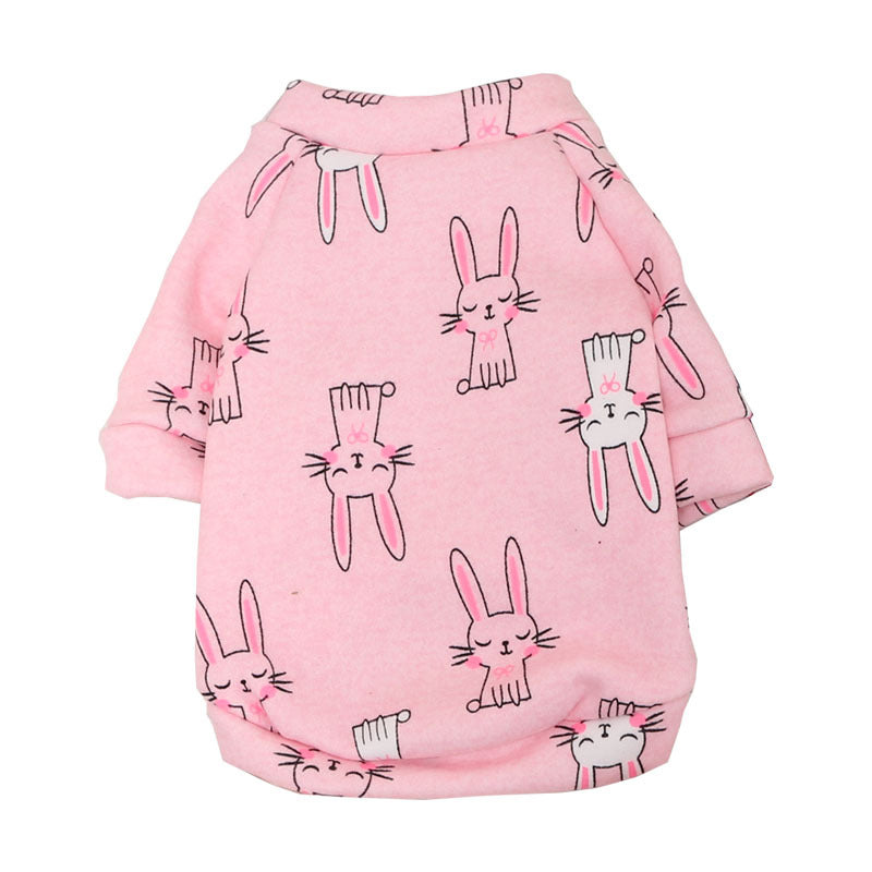 HKM-8716605 Fleece Print Teddy Biped Dress Sweatshirt in Pink Bunny for Cozy Leisure Wear