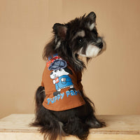 HKM-8717117 Cute Printed Dog T-shirt for Spring and Summer - Casual Polyester Pet Clothing in Coffee and White