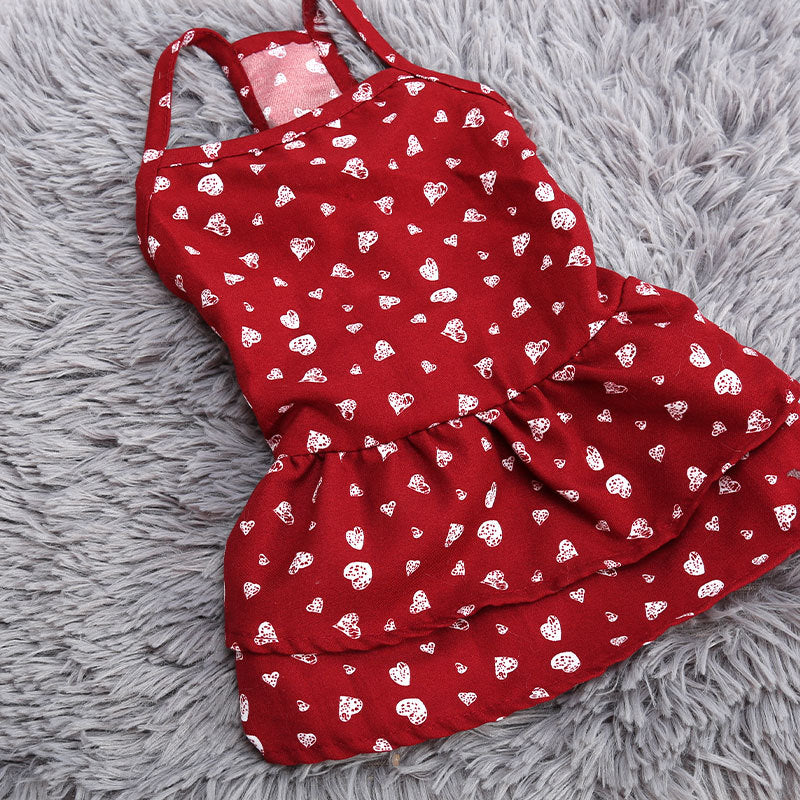 HKM-8718909 Breathable Polyester Skirt for Small Dogs and Cats - Floral and Heart Prints Available
