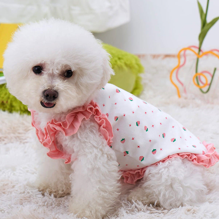 HKM-8718909 Breathable Polyester Skirt for Small Dogs and Cats - Floral and Heart Prints Available