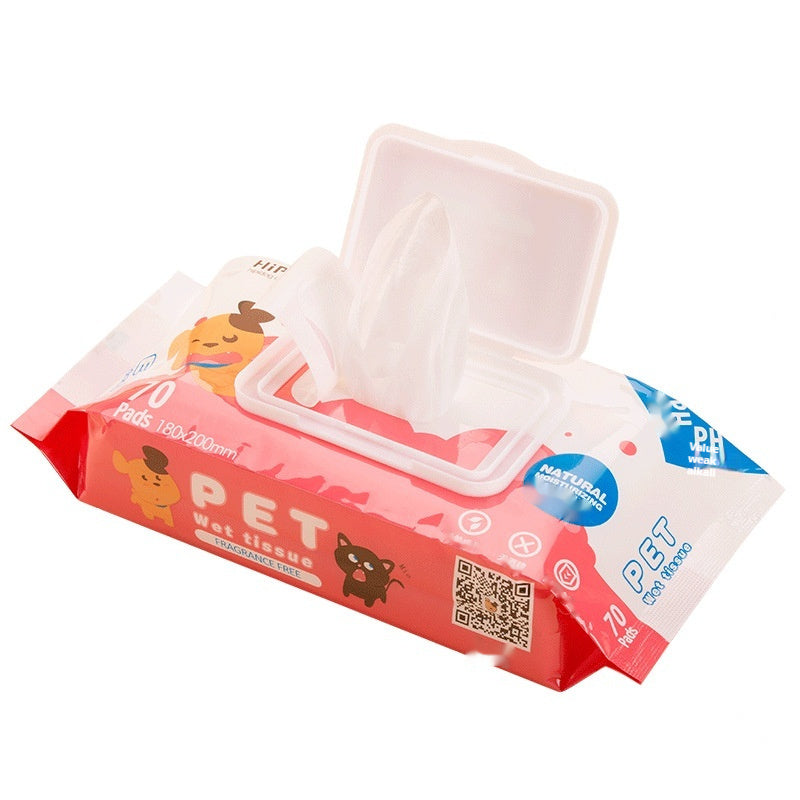 HKM-8719165 Pet Cleaning Wipes for Dogs and Cats - 70 Count Non-Woven Fabric