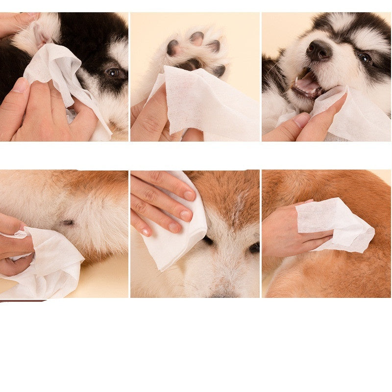 HKM-8719165 Pet Cleaning Wipes for Dogs and Cats - 70 Count Non-Woven Fabric