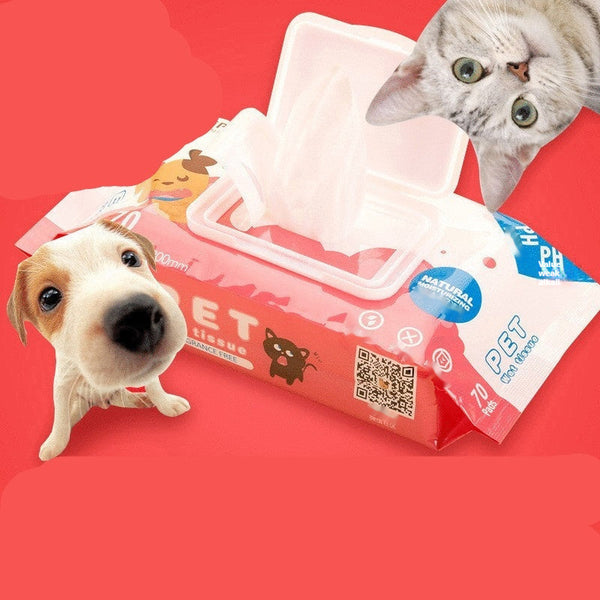 HKM-8719165 Pet Cleaning Wipes for Dogs and Cats - 70 Count Non-Woven Fabric