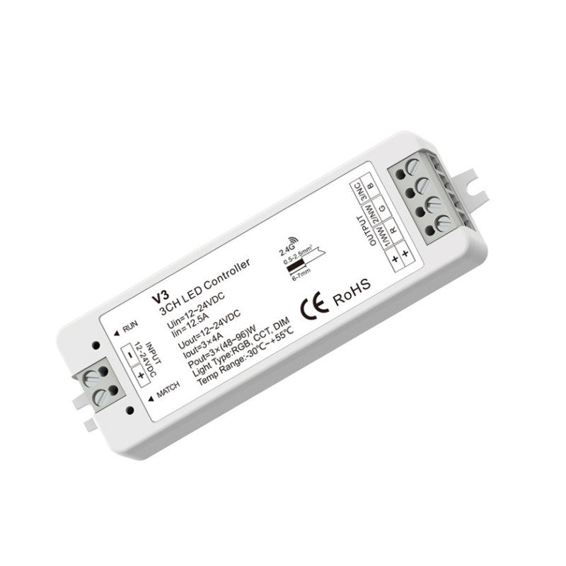 HKM-872083 Wireless RF LED Dimmer Switch Controller for 12V, 5V, 24V, 36V RGB Lighting, 8A Capacity