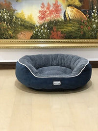 HKM-8721341 Navy Blue Dog and Cat Kennel with Plush Insoles - Iron Wire Pet Nest