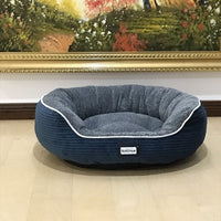 HKM-8721341 Navy Blue Dog and Cat Kennel with Plush Insoles - Iron Wire Pet Nest