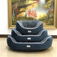HKM-8721341 Navy Blue Dog and Cat Kennel with Plush Insoles - Iron Wire Pet Nest