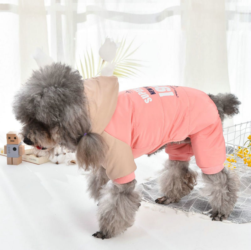 HKM-8721725 Casual Four-Legged Padded Dog Coat in Blue and Pink