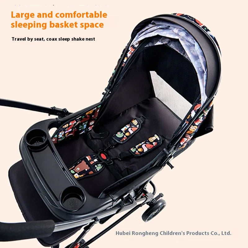 HKM-872211 Multifunctional Foldable Baby Trolley Chair with Four Durable Wheels for Children 3 Years and Up