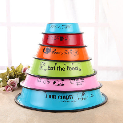 HKM-8723261 Stainless Steel Non-Slip Dog Bowl with Color Printing - Multiple Sizes Available