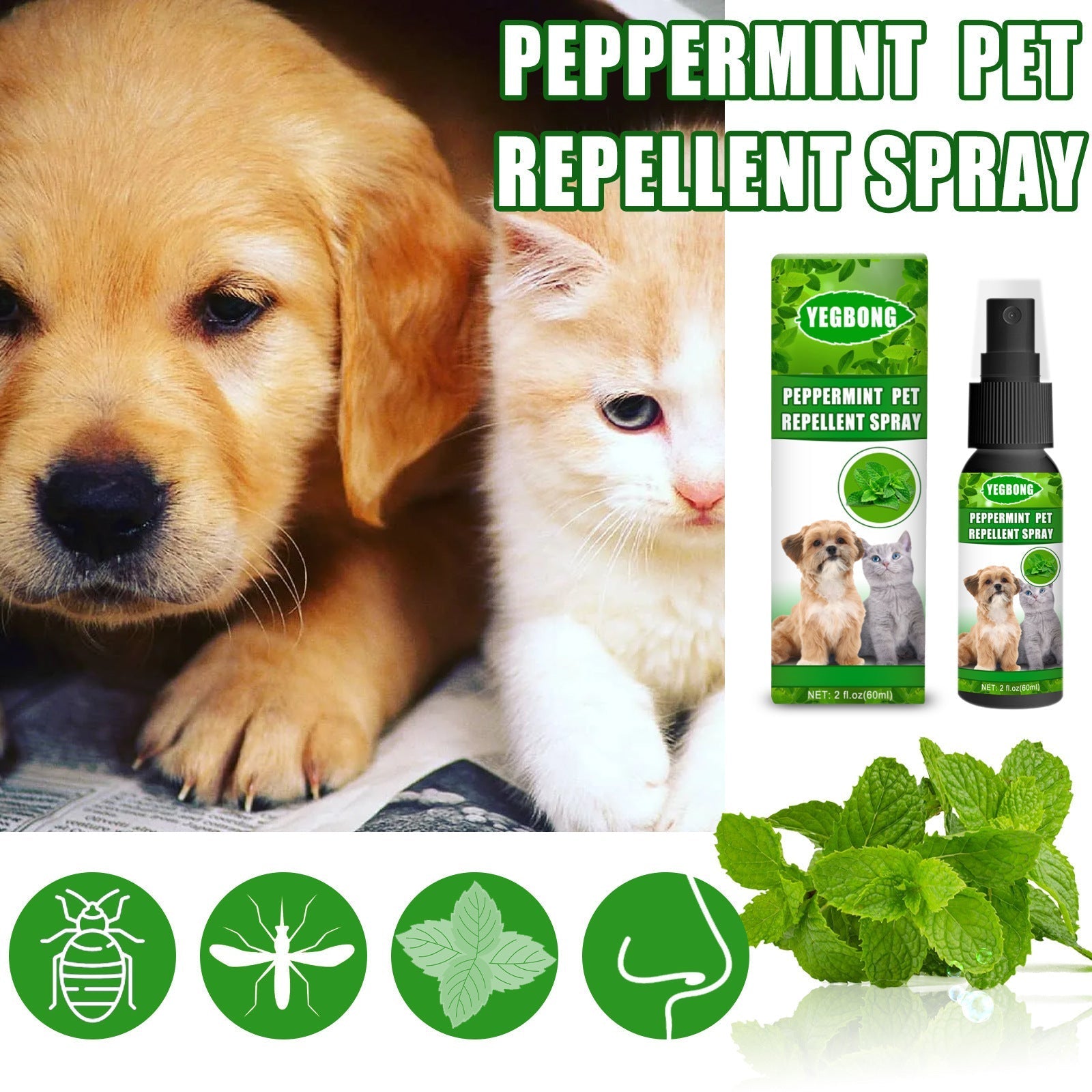 HKM-8724925 Pet-Friendly Acarus Fungus Treatment Spray for Dogs and Cats - 60ml