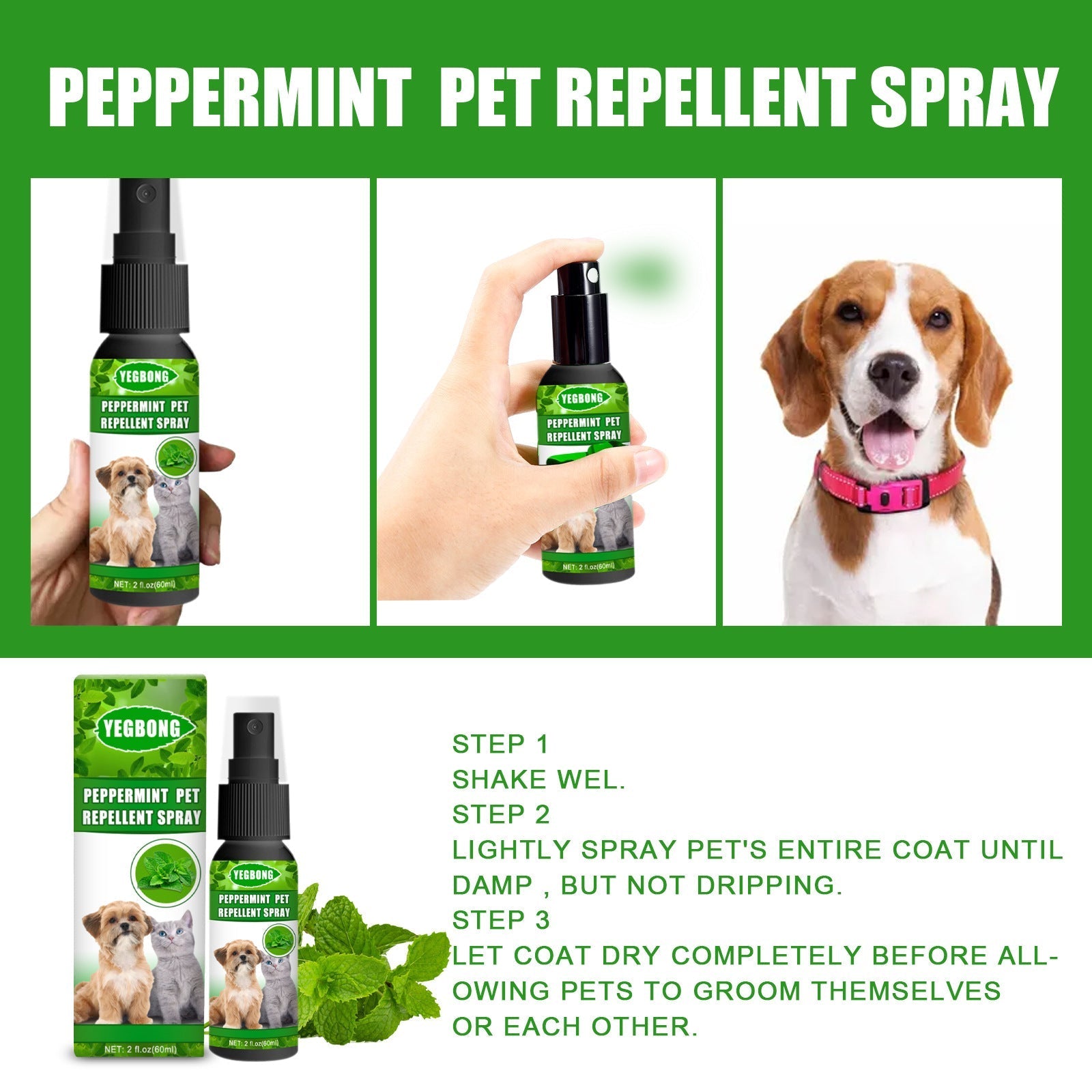 HKM-8724925 Pet-Friendly Acarus Fungus Treatment Spray for Dogs and Cats - 60ml