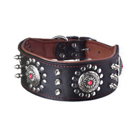 HKM-8725053 Retro Leather Neck Sleeve for Medium to Large Dogs with Alloy Rivets in Multiple Colors