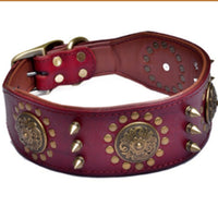 HKM-8725053 Retro Leather Neck Sleeve for Medium to Large Dogs with Alloy Rivets in Multiple Colors