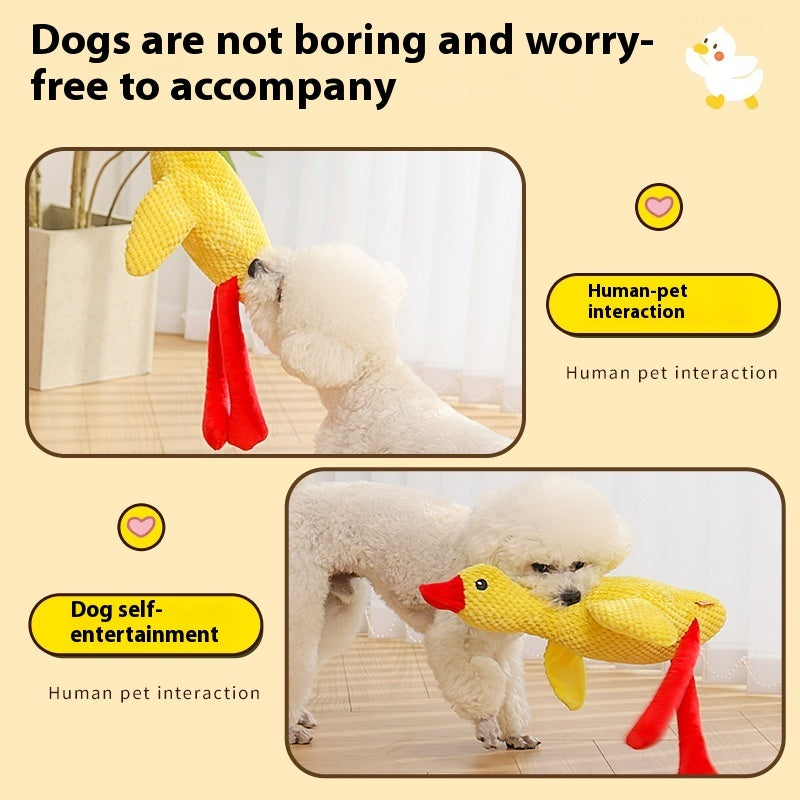 HKM-8725693 Plush Molar Chew Dog Toy in Rhubarb Goose Design for Puppies