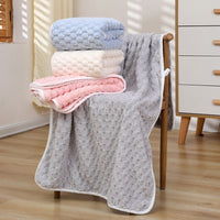 HKM-872595 Soft Absorbent Coral Fleece Bath Towel in Milky White, Light Gray, Pink, Sky Blue, Light Green