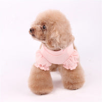 HKM-8727613 Cotton Puff Sleeve Dog Clothing with Cute Flower Embroidery - Available in Multiple Sizes