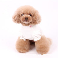 HKM-8727613 Cotton Puff Sleeve Dog Clothing with Cute Flower Embroidery - Available in Multiple Sizes