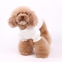 HKM-8727613 Cotton Puff Sleeve Dog Clothing with Cute Flower Embroidery - Available in Multiple Sizes