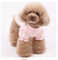 HKM-8727613 Cotton Puff Sleeve Dog Clothing with Cute Flower Embroidery - Available in Multiple Sizes