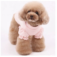 HKM-8727613 Cotton Puff Sleeve Dog Clothing with Cute Flower Embroidery - Available in Multiple Sizes