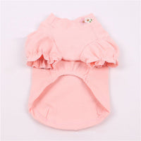 HKM-8727613 Cotton Puff Sleeve Dog Clothing with Cute Flower Embroidery - Available in Multiple Sizes