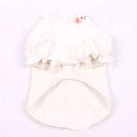 HKM-8727613 Cotton Puff Sleeve Dog Clothing with Cute Flower Embroidery - Available in Multiple Sizes