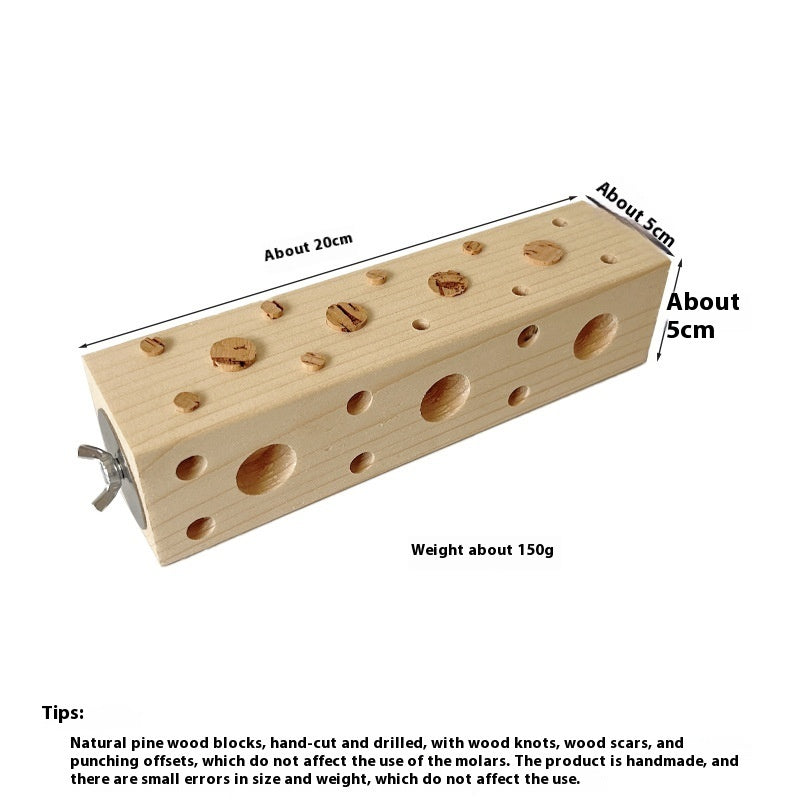 HKM-8727869 Wooden Gnawing Toy for Parrots with Large and Small Plugs