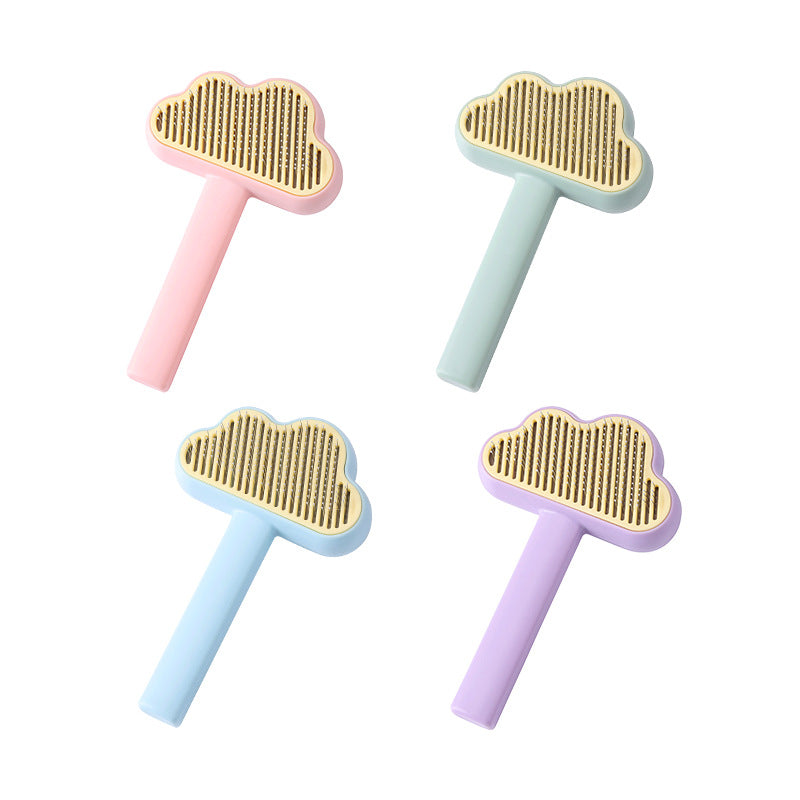 HKM-8728637 Self-Cleaning Pet Comb ¨C Cat Hair Remover in Taro Purple Pink, Nordic Blue, Transparent Green