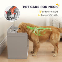 HKM-8729021 Elevated Dog Bowl Stand with Storage and Stainless Steel Bowls for Large Dogs - Gray