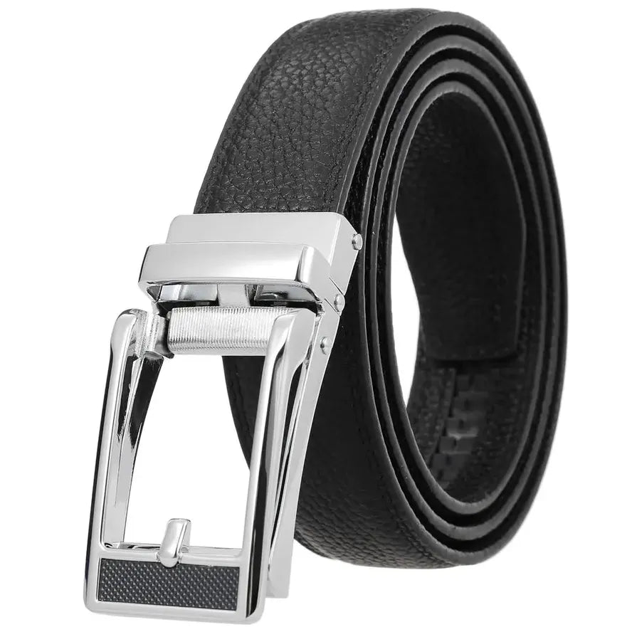 HKM-873043 Stainless Steel Adjustable Slide Buckle Men's Designer Belt with Flip Top Buckle