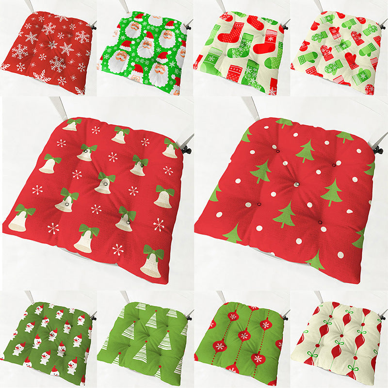 HKM-873235 Festive Round and Square Cotton and Linen Chair Cushions - Various Christmas Designs