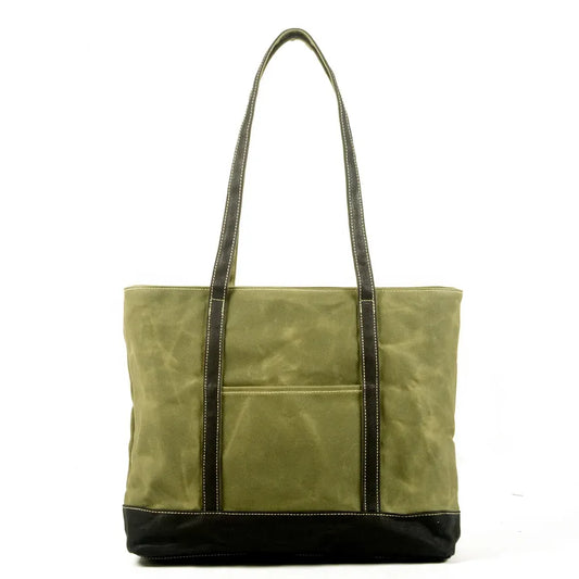 HKM-873235 Vintage Waxed Canvas and Leather Shoulder Bag - Eco-Friendly, Waterproof and Stylish Travel Tote