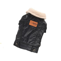 HKM-8733373 Fleece-Lined Two-Legged PU Pet Coat for Dogs and Cats - Autumn and Winter Warmth in Red or Black
