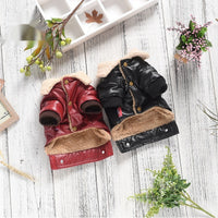 HKM-8733373 Fleece-Lined Two-Legged PU Pet Coat for Dogs and Cats - Autumn and Winter Warmth in Red or Black